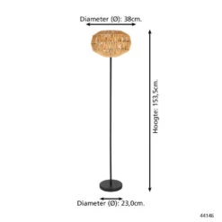 EGLO Sheldon Vloerlamp - E27 - 153.5 Cm - Bruin/Zwart - Papier -Leen Bakker a06a8cc753b04d61bac3548a8ed7537a