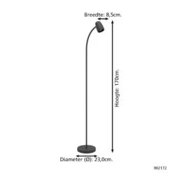 EGLO Carlo Vloerlamp - E14 - 170 Cm - Zwart - Kantelbaar -Leen Bakker a5a1ece9eb4d4f1eac084d46481a515d