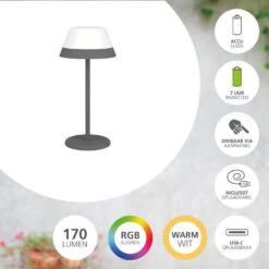 EGLO Meggiano Tafellamp - 32 Cm - Grijs/Wit -Leen Bakker a7195d5db38b4a36bcd34ebcba163499