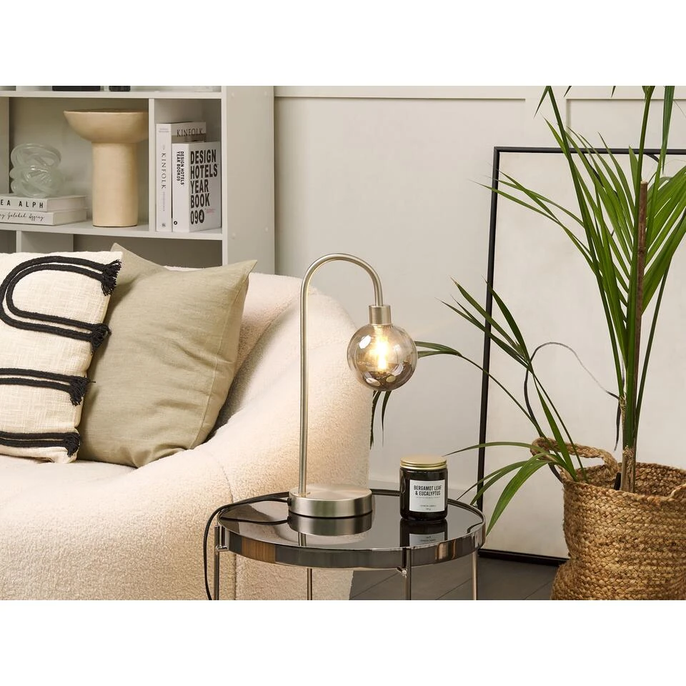 Beliani Tafellamp RAMIS - Zilver Staal 2 Beliani Tafellamp RAMIS - Zilver Staal - Afbeelding 2