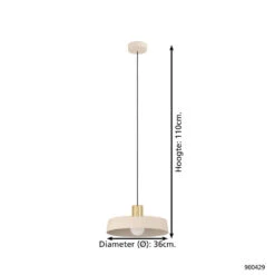 EGLO Valdiola Hanglamp - E27 - Ø 36 Cm - Beige/Goud - Staal -Leen Bakker b5e54585014e407cb2c08d4755f1d285