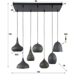 Hanglamp Industrieel Kristin 7-lichts Zwart Bruin - 45x100x150 Cm - Zwart Bruin -Leen Bakker b6b7c8e17bcc4181aeb5a4cf10d5fdd1