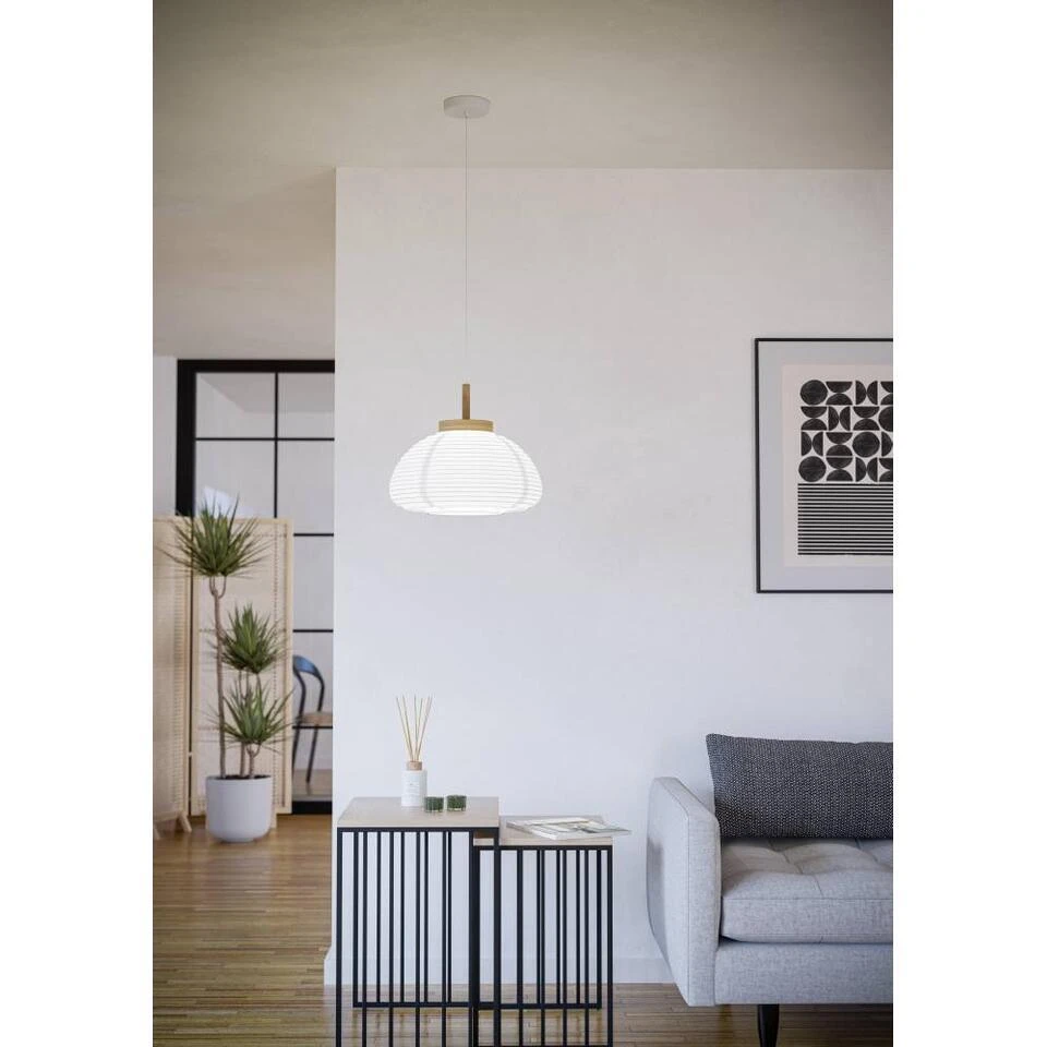 EGLO Summerhill Hanglamp - E27 - Ø 55 Cm - Hout & Papier - Wit 7 EGLO Summerhill Hanglamp - E27 - Ø 55 Cm - Hout & Papier - Wit - Afbeelding 7