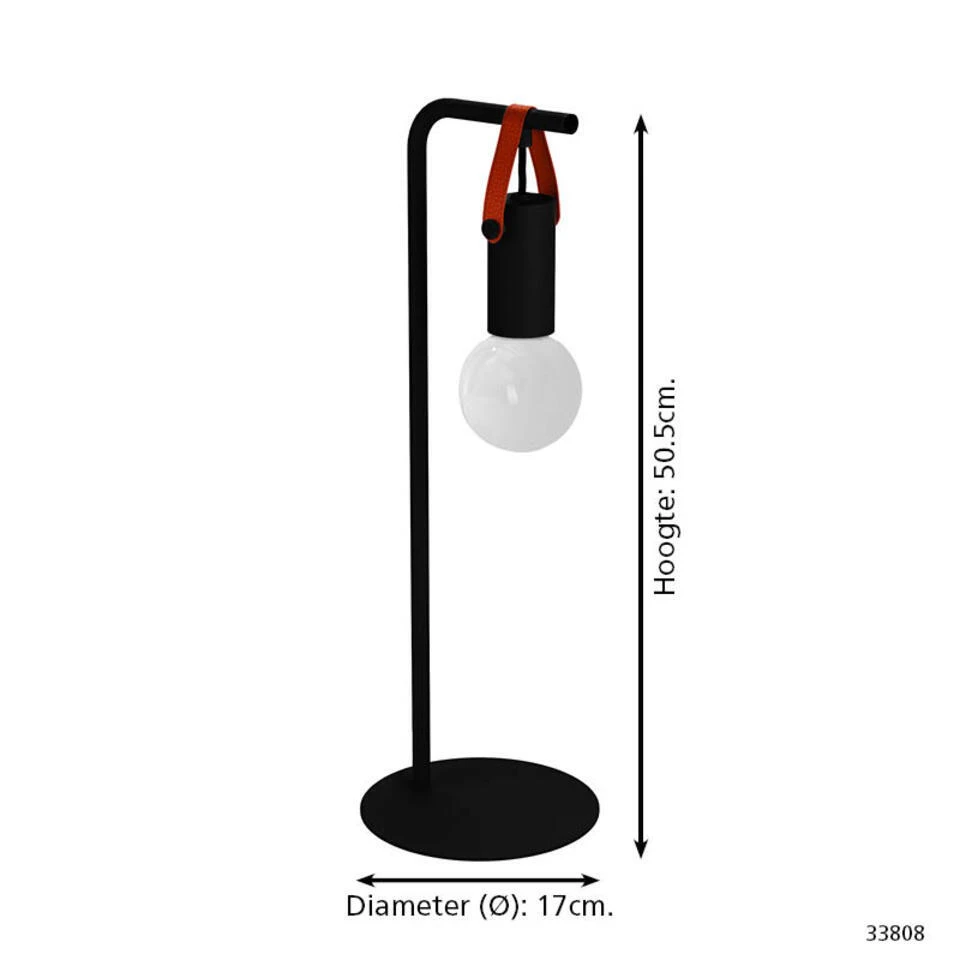 EGLO Apricale Tafellamp - E27 - Leer - Zwart/Bruin 4 EGLO Apricale Tafellamp - E27 - Leer - Zwart/Bruin - Afbeelding 4