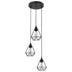 VidaXL Plafondlamp Met Diamantvorm 3xE27 Zwart -Leen Bakker cbfc204bdd29406493cc281aa3e13f05