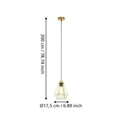 EGLO Tarbes Hanglamp - E27 - Ø 17,5 Cm - Goud -Leen Bakker d01ba5231d574430b8ea00e4ab5e4f34