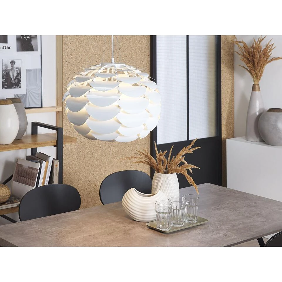 Beliani Hanglamp MOSELLE - Wit Metaal 2 Beliani Hanglamp MOSELLE - Wit Metaal - Afbeelding 2