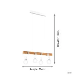 EGLOTownshendHanglamp-E27-70cm-Wit/Bruin -Leen Bakker e06237e1e0e0444689f57513bcf094f8