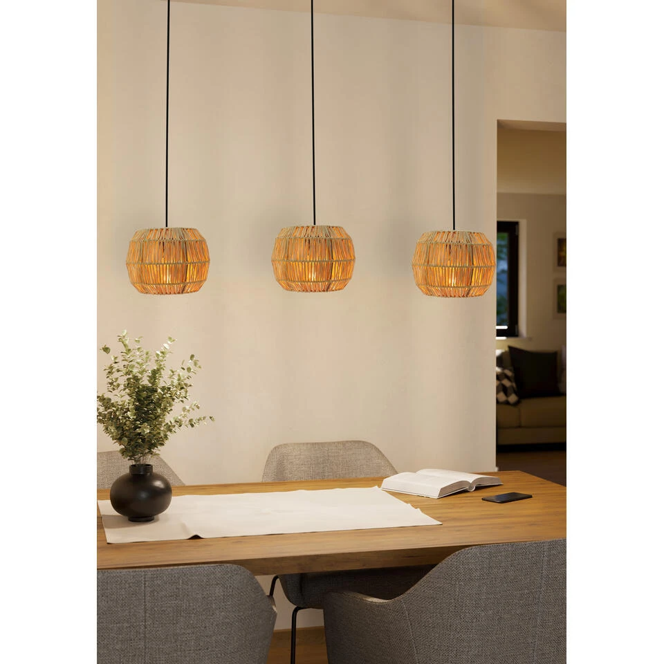 EGLO Sheldon Hanglamp - E27 - 91 Cm - Bruin/Zwart - Papier 2 EGLO Sheldon Hanglamp - E27 - 91 Cm - Bruin/Zwart - Papier - Afbeelding 2