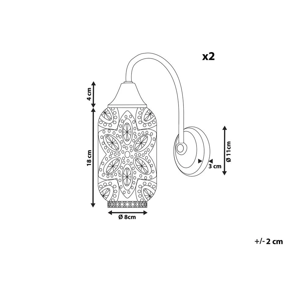 Beliani Muurlamp SYSOLA - Zilver Metaal 3 Beliani Muurlamp SYSOLA - Zilver Metaal - Afbeelding 3