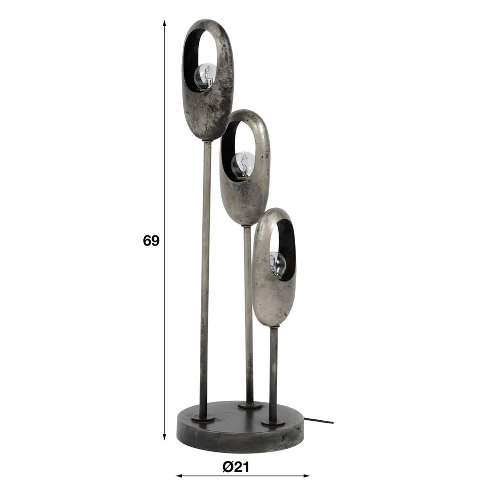 Industriële Tafellamp Kenzie Metaal 3-lichts - 21x21x69 Cm - Metaal - Grijs 3 Industriële Tafellamp Kenzie Metaal 3-lichts - 21x21x69 Cm - Metaal - Grijs - Afbeelding 3