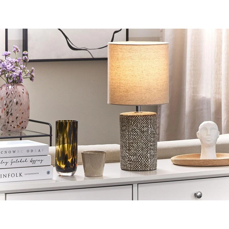 Beliani Tafellamp IDER - Bruin Keramiek 2 Beliani Tafellamp IDER - Bruin Keramiek - Afbeelding 2