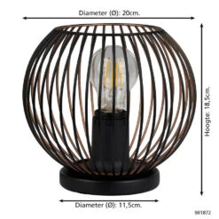 EGLO Almanzora Tafellamp - E27 - Ø 20 Cm - Staal - Zwart/Koper -Leen Bakker f62998efe12c4aa39c4ebe6601a79eb6