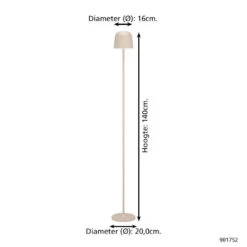 EGLO Mannera-L Staande Lamp - USB-C - H 140 Cm - Zand -Leen Bakker fad5f80059194b4ab254c259a310c8d0