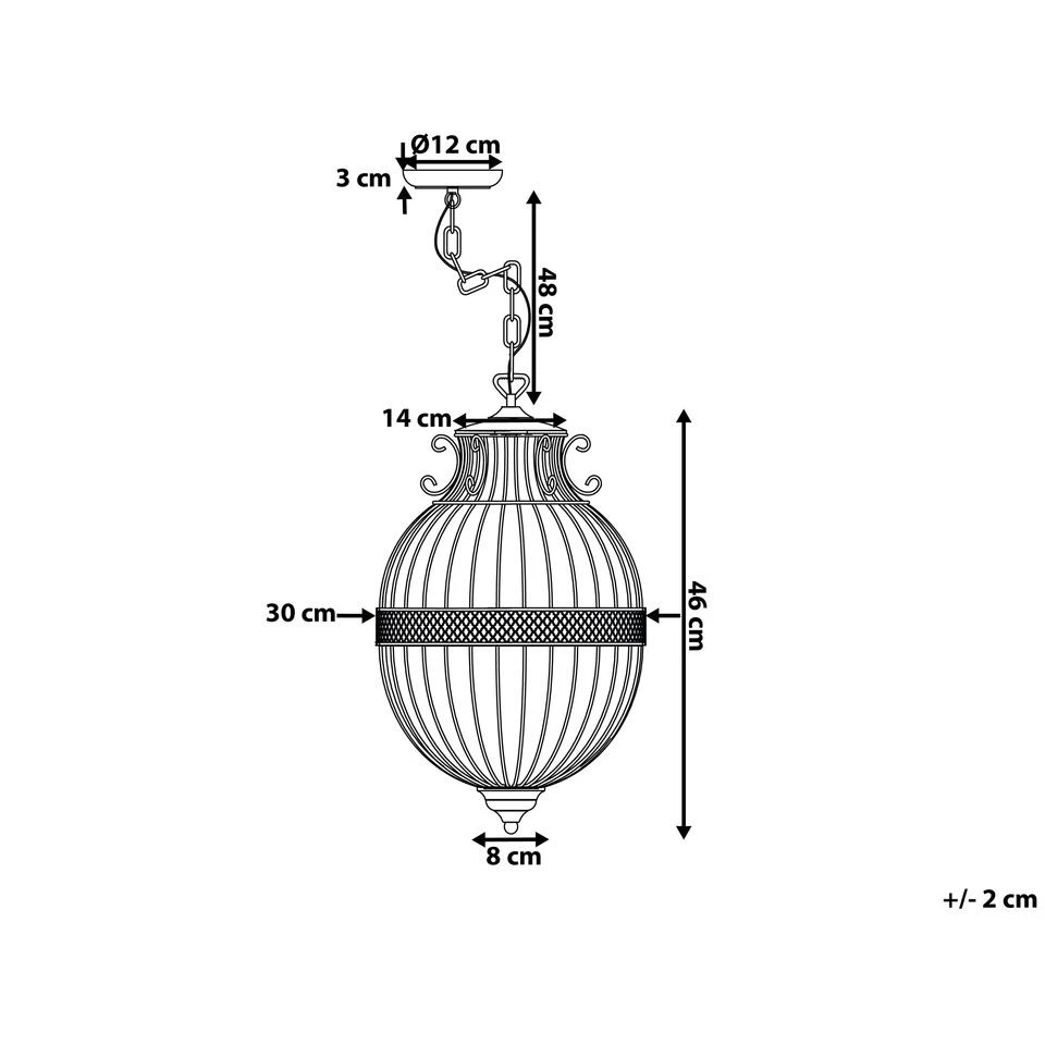 Beliani Hanglamp HARMEN - Zwart Ijzer 3 Beliani Hanglamp HARMEN - Zwart Ijzer - Afbeelding 3